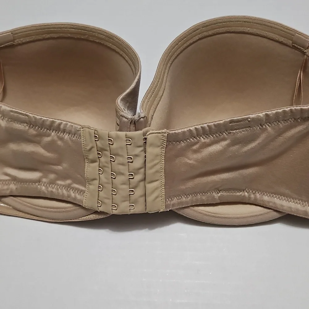 Strapless Underwire Padded Elegant Bone In Sides Tan Bra Size 38DD